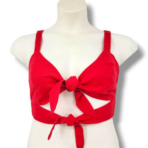 Urban Outfitters‎ Women's Emily Double Tie Front Cropped Top Red Size Medium